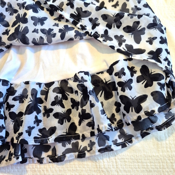 Blueberi Boulevard girls size 7 black & white butterfly dress, flowy, lined EUC - Picture 3 of 7